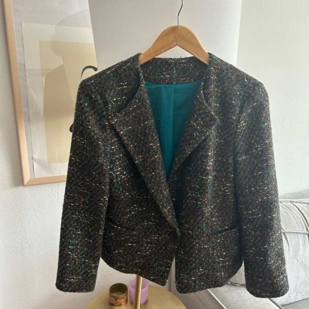 ANN TAYLOR Wool Blend Tweed Preppy Blazer Size M